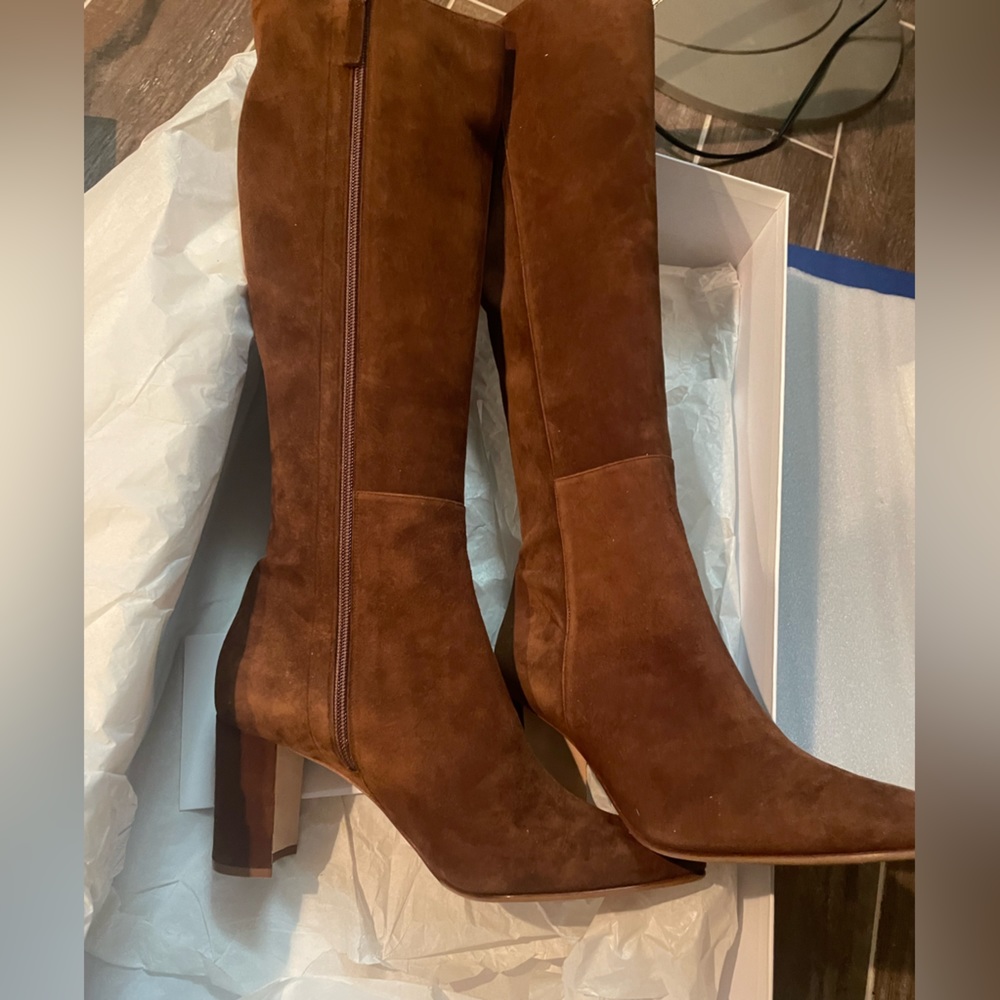 Manolo Blahnik brown suede boots size 40.5 brand new with box